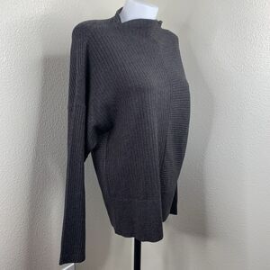 Modern Citizen Sweater Sz L Mock Neck Ribbed Long Sleeve Pullover Gray/Brown